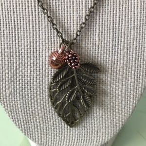 Fantastic antique brass leaf necklace!